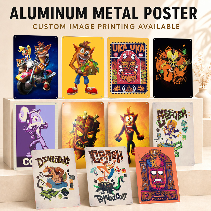 Arcade Quest - Affiches texturées Crash Bandicoot, Plaque Métallique