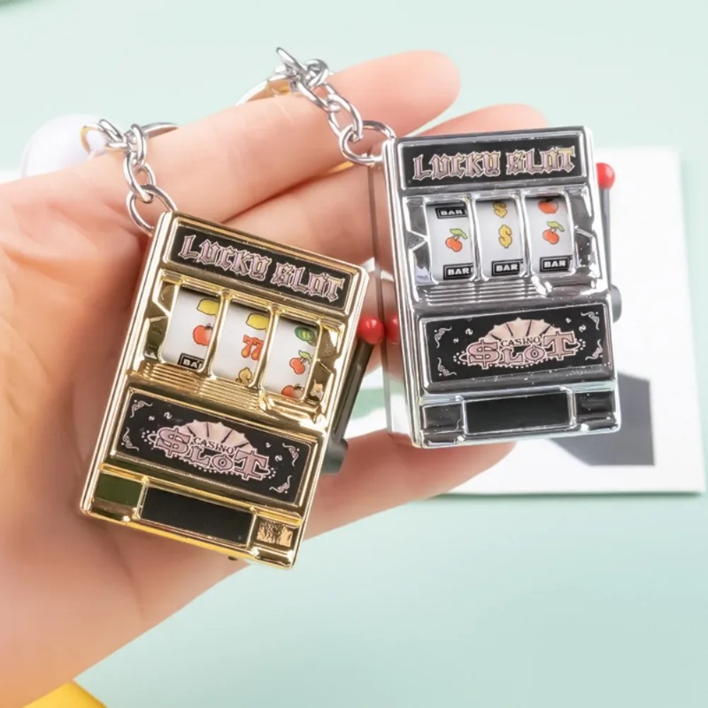Fruit Slot Machine - Porte-clés mini-machine à fruits tendance, pendentif